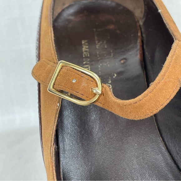 Vintage MISS REFREW Spectator Leather Suede Mary Janes Heels brown made in Italy - Picture 8 of 16